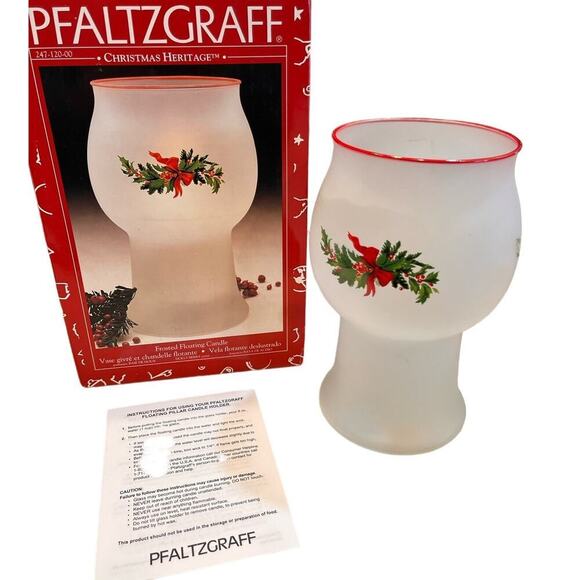 Vintage Pfaltzgraff Christmas Heritage Frosted, Holly, Floating Candle Holder - Picture 1 of 2
